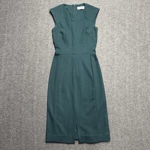 MM LaFleur Dress Womens 0 Petite Green Cap Sleeve Sheath Classic Work Career